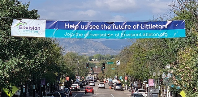 Envision Littleton banner over Main Street
