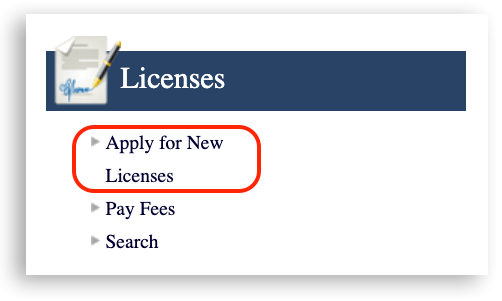 eTRAKIT - Apply for New Licenses