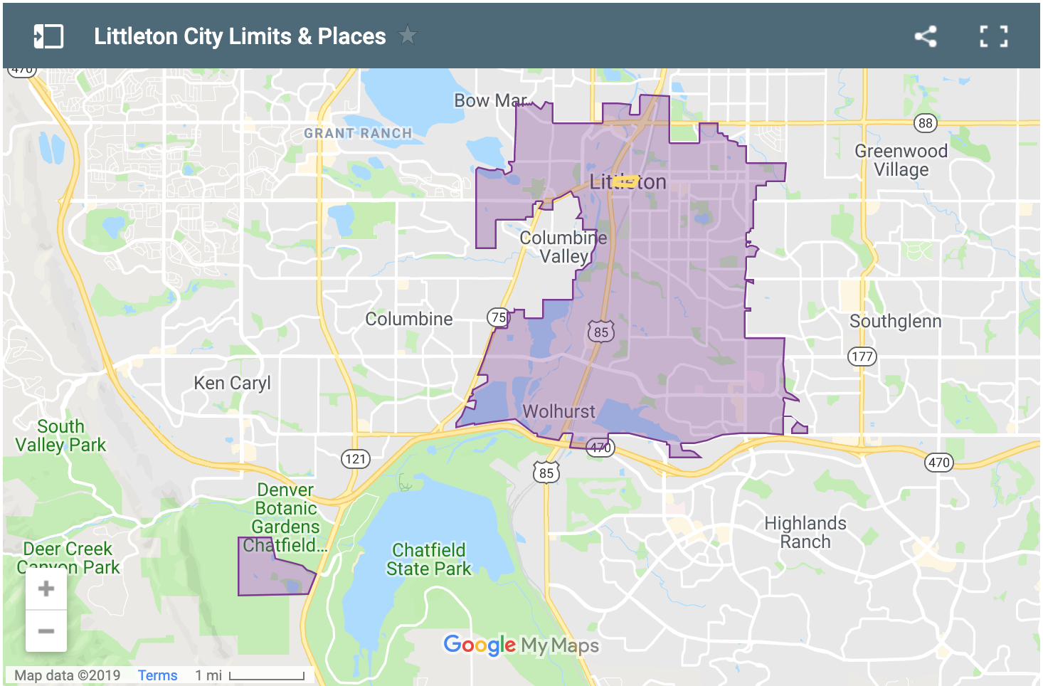 map of Littleton city limits