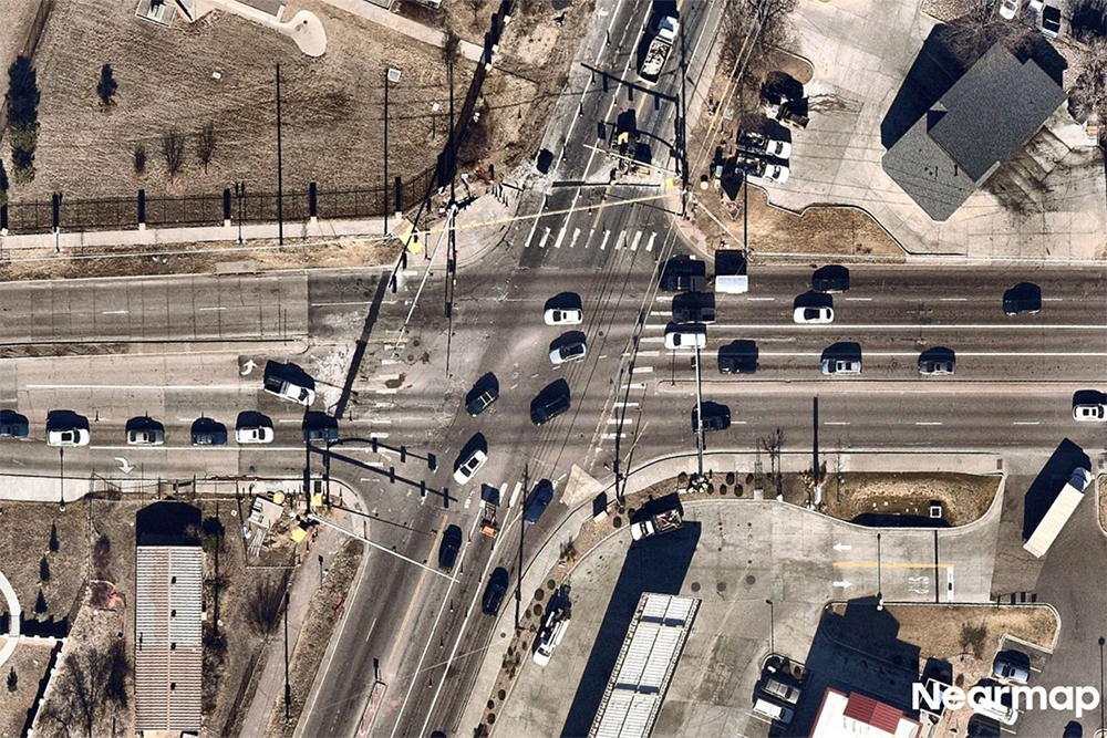 Traffic signals and crosswalks at the South Platte Canyon Road and West Bowles Avenue intersection
