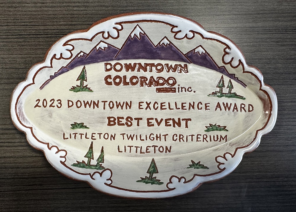Downtown Colorado Inc. 2023 Downtown Excellence Award for Best Event - the 2022 Littleton Twilight Criterium
